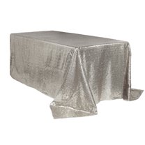 Your Chair Covers - 90 x 156 Inch Rectangular Glitz Sequin Tablecloth Silver