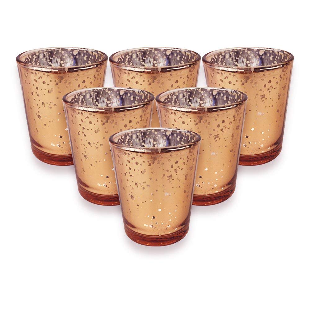 Just Artifacts 2.75Inch Speckled Amber Mercury Glass Votive Candle