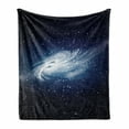 thumbnail image 1 of Outer Space Soft Flannel Fleece Throw Blanket, Spiral Galaxy Image Space and Stars Celestial Cosmos Expanse Universe Modern, Cozy Plush for Indoor and Outdoor Use, 50" x 60", Navy White, by Ambesonne, 1 of 6