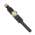 thumbnail image 2 of FELTECHELECTR reloj de piel de vaca auténtica, estilo vintage, romano, estilo casual, de cuarzo, creativo, para mujer (negro)., 2 of 2