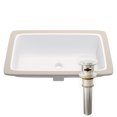 thumbnail image 1 of Novatto NP-U233921BN Rectangular White Undermount Sink with Brushed Nickel Overflow Drain, 1 of 8