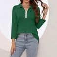 thumbnail image 4 of ZyeKqe Womens Tops Dressy Casual 3/4 Length Sleeve V Neck Blouses Half Zip up Collar Work Top Shirts, 4 of 7