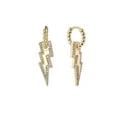 thumbnail image 2 of Gold Plated Micro Pave Lightning Bolt, CZ Cubic Zirconia Dangle Drop Earring, Giorgio Bergamo, 2 of 5