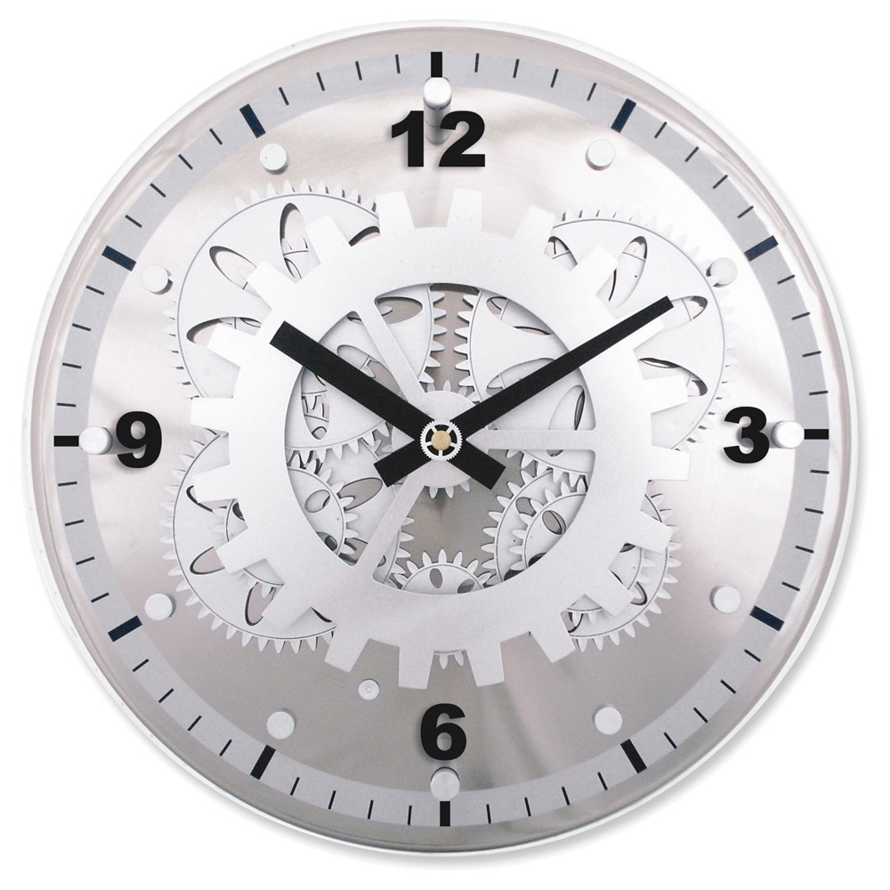 maple's 12inch moving gear wall clock, glass cover
