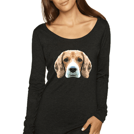 Beagle Dog Animal Lover Womens Scoop Long Sleeve Top