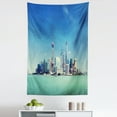 thumbnail image 1 of Modern Tapestry, Shanghai Skyline Pudong River Scene Skyscrapers Modern Image, Fabric Wall Hanging Decor for Bedroom Living Room Dorm, 5 Sizes, Mint Green Blue Grey, by Ambesonne, 1 of 1
