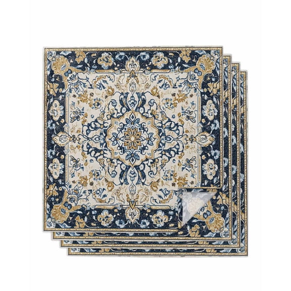 nqOlkjepod Boho Navy Blue Cloth Napkins Set of 4 Reusable Dinner Napkins, Vintage Southwestern Geometric Ethnic Cocktail Napkin Washable Table Napkins for Wedding/Holiday Party/Baby Shower 20"x20"