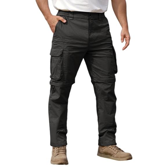 Lumtrix Men'S Convertible Hiking Pants Zip Off Cargo Pants Lightweight Stretch Outdoor Breathable Trousers Black 2XL