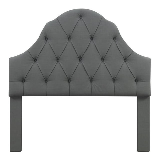 Scalloped Tufted Queen Headboard in London Gray