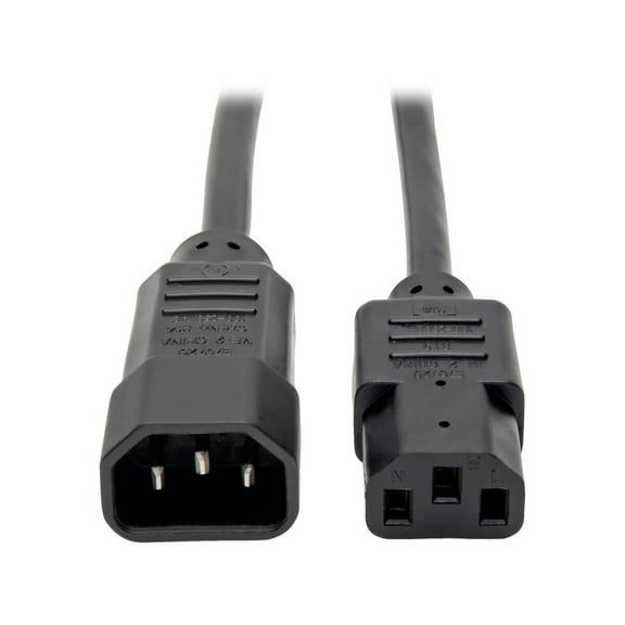 Tripp Lite 3 ft. C14 Male to C13 Female Power Cable, C13 to C14 PDU Style - 10A, 100–250V, 18 AWG, Black