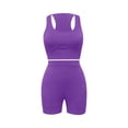thumbnail image 7 of Luvrsol Matching Short Sets Women Clothing Slanted Collar Tank and Short Sports Yoga Set, Size S-2XL, 7 of 7
