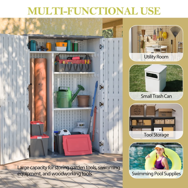 LZBEITEM 61 Cu.ft Upgraded Outdoor Horizontal Storage Shed with 4