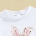 thumbnail image 3 of Kaprioy My First Easter Baby Girl Outfit Girls Clothes Short Sleeve Easter Rabbit Flower Prints Tops Bunny Flared Pants 2PCS Outfits Clothes Set Summer Clothes, 3 of 5