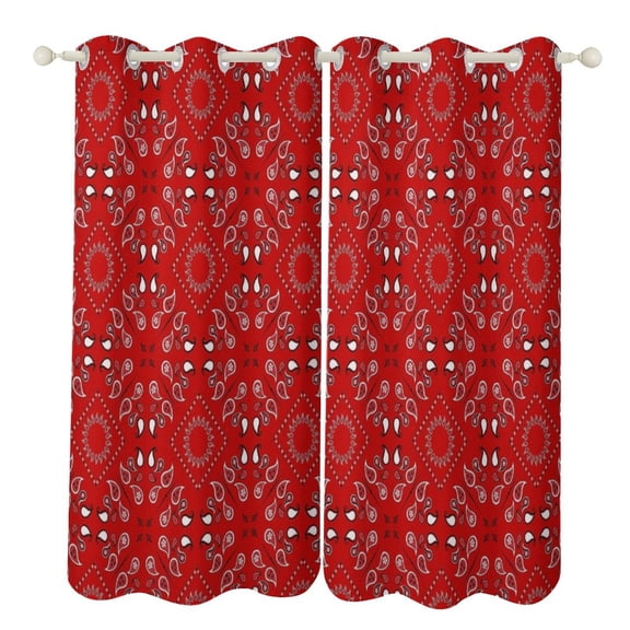 Red Bandana 2 Panels Blackout Curtains for Bedroom Living Room Drapes Kitchen Room Window Curtain Grommet