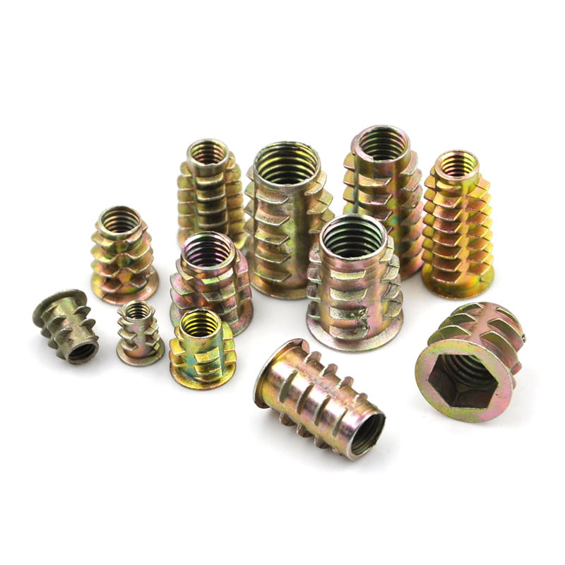 Flange Hex Drive Screw In Threaded Insert Nuts For Wood Type D M4/5/6/8/10 