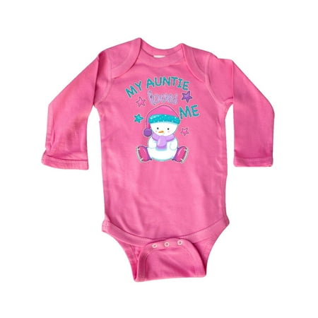 

Inktastic My Auntie Loves Me- cute snow baby Gift Baby Boy or Baby Girl Long Sleeve Bodysuit