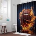 thumbnail image 5 of Basketball Blaze Fire Flame Fabric Shower Curtain Technological Sport Style Washable Shower Curtains for Bathroom, Waterproof Bath Curtain with Hooks Home Decor 72x72in, 5 of 8
