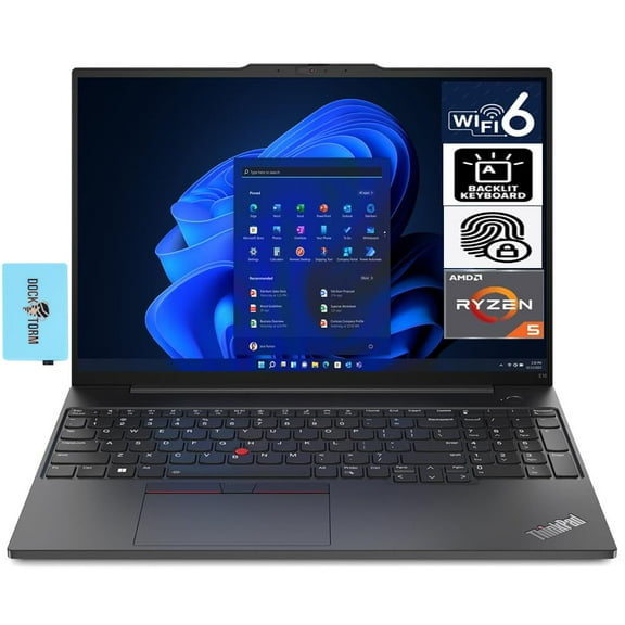 Lenovo Thinkpad E16 16.0" Laptop (AMD Ryzen 5 7535U, 32GB RAM, 1TB PCIe SSD, AMD Radeon, Backlit KYB, FP, WiFi 6, Win11Pro) w/Dockztorm Hub