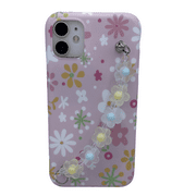 iPhone TPU IMD Protective Back Cover Case with Flower Design Patterns and Strap