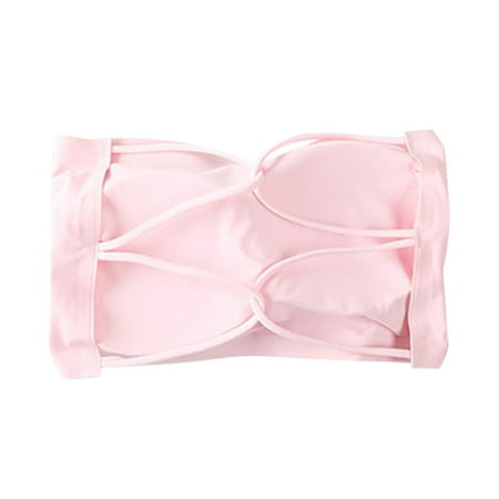 

Cathalem Strapless Sports Bra Womens Strapless Bra Seamless Bra Non Slip Gathering Underwear Wrap Bra Durable Strapless Bra Vest Pink One Size