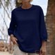 thumbnail image 1 of TaTaai Women's Casual Solid Color Cotton Linen 3/4 Sleeve Round Neck Tops, Loose Simple Breathable All Match Commute Daily T-Shirts Gift, 1 of 8