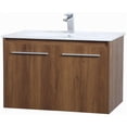 thumbnail image 4 of 30 inch Single Bathroom Floating Vanity in Walnut Brown, 4 of 14