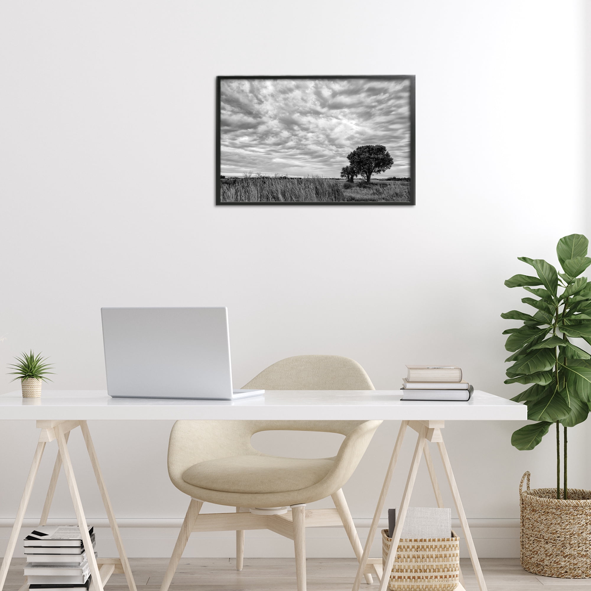 Stupell Industries Solitary Tree Beneath Clouds Black Framed Giclee Art, design by Jon Evan