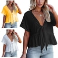 thumbnail image 4 of Top con cuello en V para mujer,Top de manga corta para mujer Top de manga corta para mujer Camisa de manga corta para mujer optimizada para la excelencia, 4 of 6