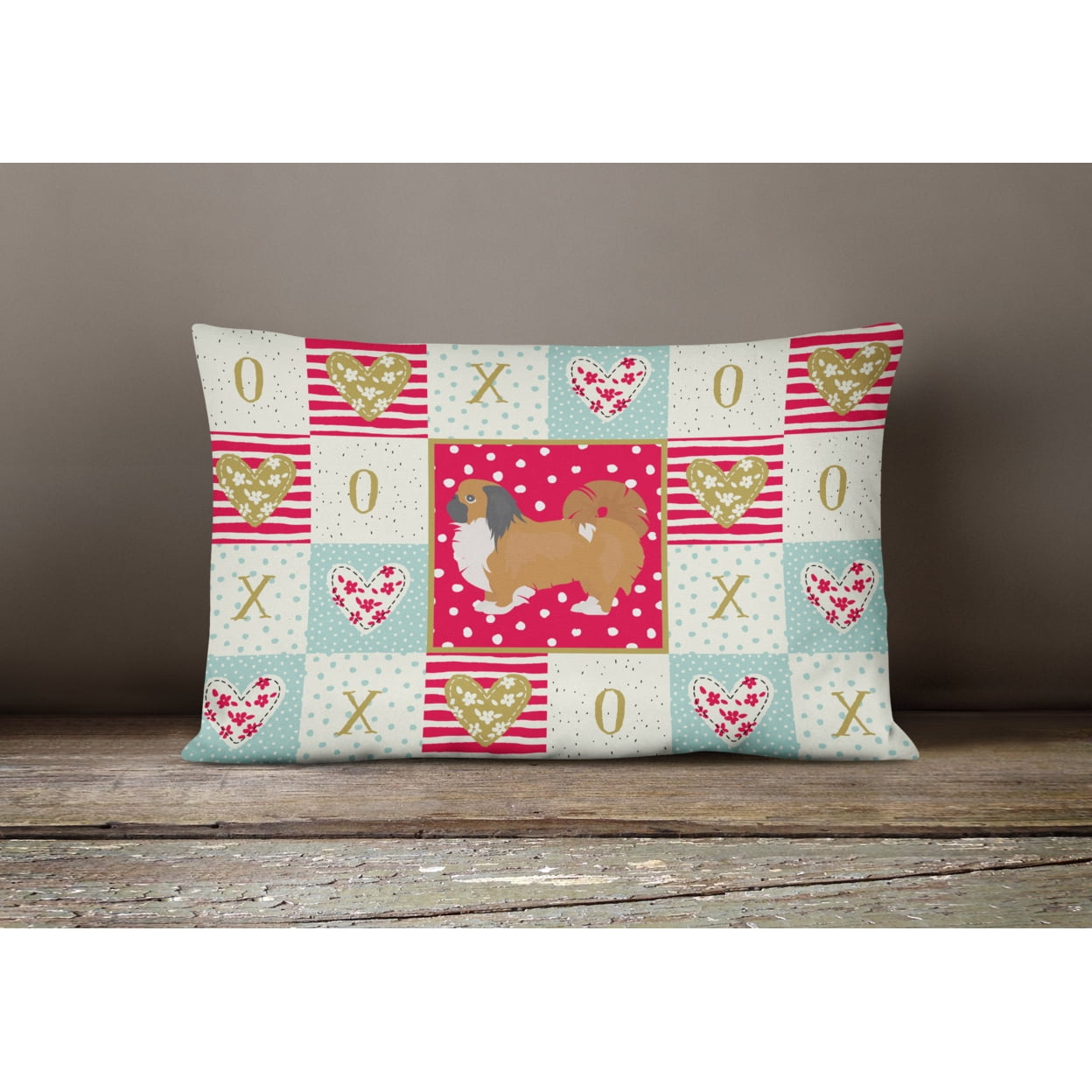 Pekingese Love Canvas Fabric Decorative Pillow