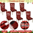 thumbnail image 6 of 6 Pcs Christmas Chair Covers Merry Christmas Chair Back Cover Stretch Christmas Seat Cover Washable Xmas Dining Chair Protector Slipcover for Dining Room Kitchen Holiday Party(Plaid Style), 6 of 6