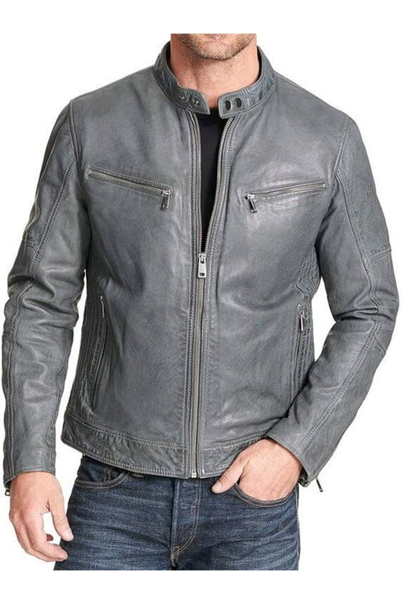 Mens Bikers and Bombers Silver Grey Jackets