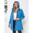 thumbnail image 5 of SWSMCLT Women's Hooded Rain Jackets Waterproof Long Full Zip Coat Rain Coats Outerwear Fall Casual Anoraks Hood Thigh Length Pockets Blue 3X-Large, 5 of 5