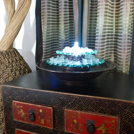 - Moonlight Tabletop Fountain with Dark Copper Finish Bowl and LED Light