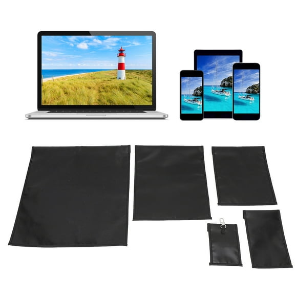 Faraday Case, Waterproof Portable 5pcs Fireproof Signal Shielding Bag  for Car Key