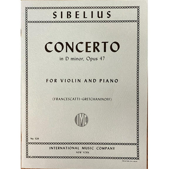 Concerto in D Minor, Opus 47 [Violin/Piano format] (IMC # 529)