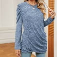 thumbnail image 2 of Yuyuzo Ruffle Sleeve Tops for Women Round Neck Ribbed Twisted Shirts Fall Tunic Tops Solid Color, 2 of 6