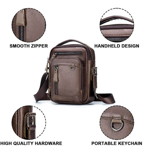 Askmiss Leather Man Purse Shoulder Bag small Mens Crossbody Messenger Bags For Work men Satchel Handbag Leather Multi Functional Stylish Crossbody Bag