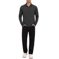 thumbnail image 2 of INSPIRE CHIC Men's 1/4 Pullover Zip Long Sleeve Sun Protection Athletic T-Shirts M Black, 2 of 6