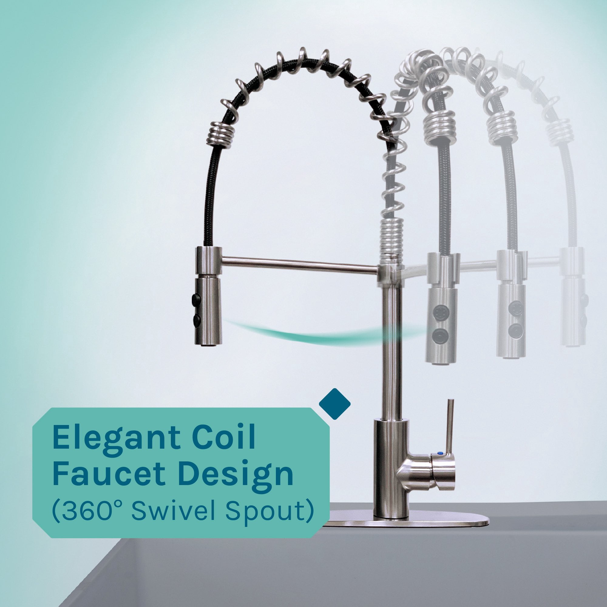 Tehila Grey 19 Gallon Utility Sink with High-Arc Stainless Steel Coil Pull-Down Faucet