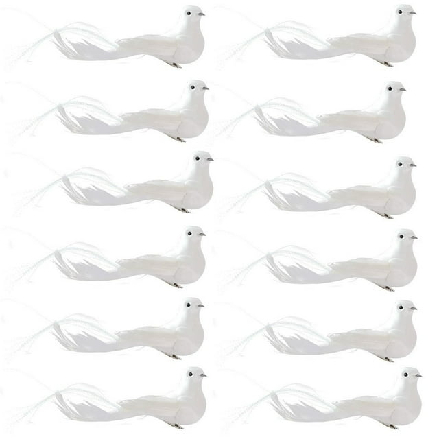 Christmas Tree Ornament Artificial Birds Decorations White Christmas Birds Christmas Assortment Ornaments Winter Doves For Christmas Tree Decor 12 Pcs