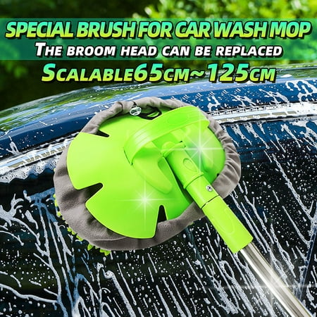 Wedlies 2 in1 Portable Soft Car Wash Brush Care Mop Adjustable Telescopic Washing Cleaning Rotating Mop with Long Handle Best for Washing Your (Best Mod For The Money)