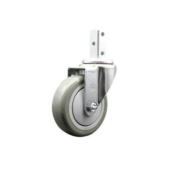 4 Inch Gray Polyurethane Wheel Swivel 3/4 Inch Square Stem Caster SCC