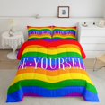 thumbnail image 2 of Erosebridal Rainbow Wave Stripe Bedding Twin Comforter Set, Be-Yourself Print Down Comforter, Reversible 2 Pieces, 2 of 7