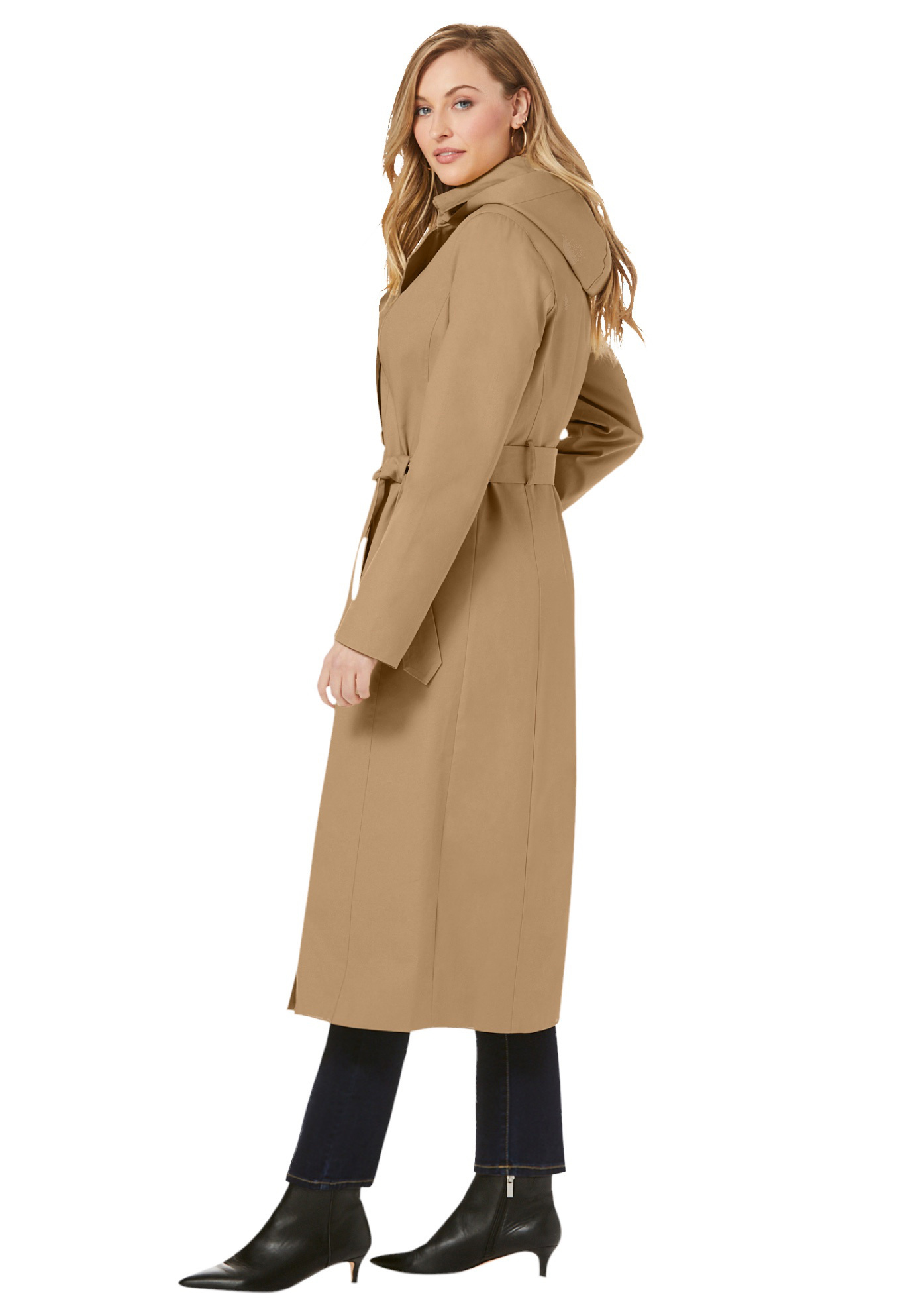 Jessica London Women's Plus Size Double Breasted Long Trench Coat Raincoat - image 4 of 6