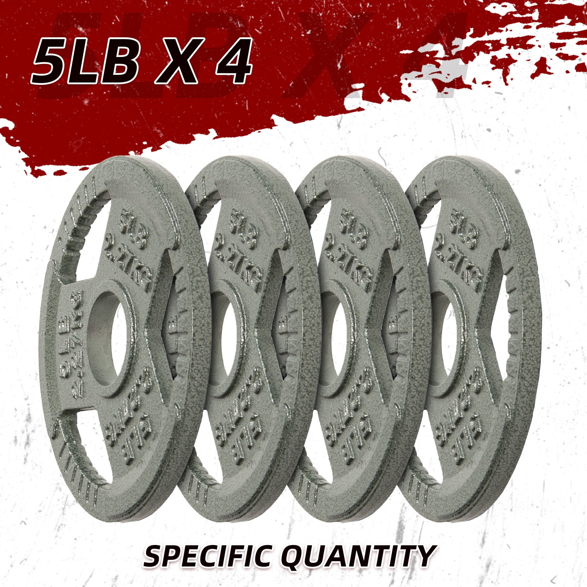 Signature Fitness Cast Iron Weight Plates for Strength Training, Fits 2-Inch Barbell, Multiple Size Options