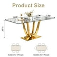 thumbnail image 5 of 70" Rectangular Glass Dining Table for 6 People, Modern Clear Tempered Glass Kitchen Table with U-Shape Stainless Steel Base, Dining Table for Dining Room or Living Room, 5 of 7