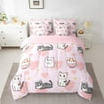 thumbnail image 2 of 7 Piece Bed in a Bag Twin Size Comforter Set Cartoon Cat Bedding Set,Cartoon Kitten Pet Reversible Bed Set,Love Heart Comforter with Sheet Set,All Season, 2 of 5