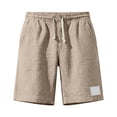 thumbnail image 3 of Chiccall Casual Shorts for Men Vintage Lightweight Patch Cotton Bermuda Shorts Breathable Elastic Waist Drawstring Beach Vacation Short with Pocket, 3 of 7