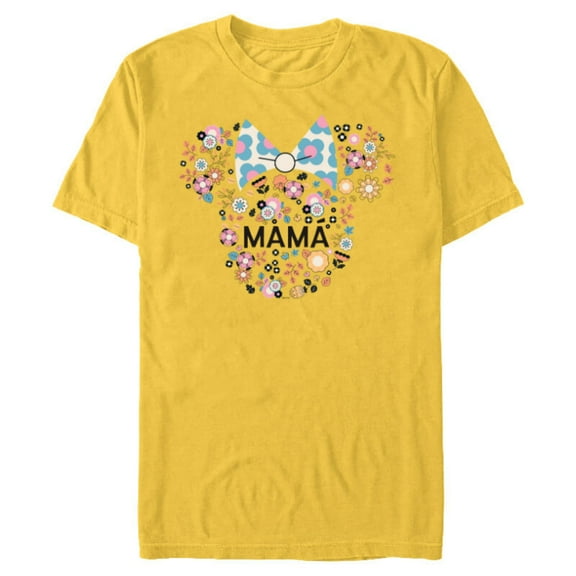 Disney Minnie Mouse Mamá Mom Icon Flowers Día de la Madre - Short Sleeve Blended T-Shirt for Adults - Customized-Yellow