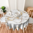 thumbnail image 4 of White Marble Round Tablecloth 60 Inch White and Golden Table Cloth Waterproof Fabric Farmhouse Abstract Tablecloths Decorative for Holiday Party Picnic, 4 of 6